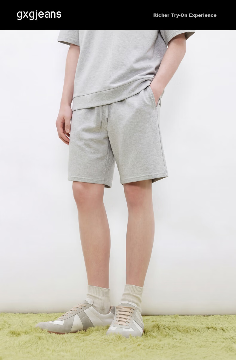 Gxgjeans Men's Basic Solid Color Loose Casual Shorts Summer New Dark Gray 175/L 7