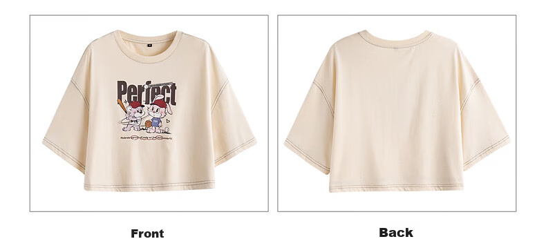 TonLion 2026 Summer Women's Patterned Mid-Short Sleeve Cropped Casual Versatile High-End Fashion Youthful T-Shirt 21