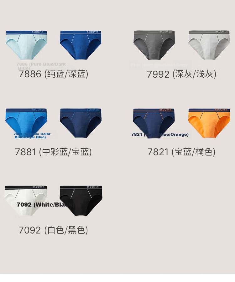 Schiesser Men's Briefs Combed Cotton Becover Series Breathable Mid-Rise Solid Color 2-Pack 6