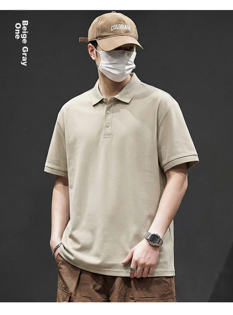 Jeanswest Men's Short Sleeve Polo Shirt 2026 Summer Mint Cool Casual T-Shirt Base Layer Men's Light Gray 3XL 17