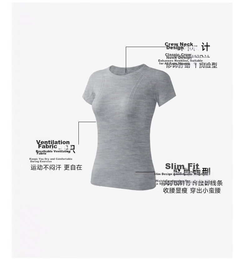 Langsha Summer Quick-Dry Sports Short Sleeve Running T-Shirt Women Slim Yoga Top Professional Pilates Training Fitness Wear 6