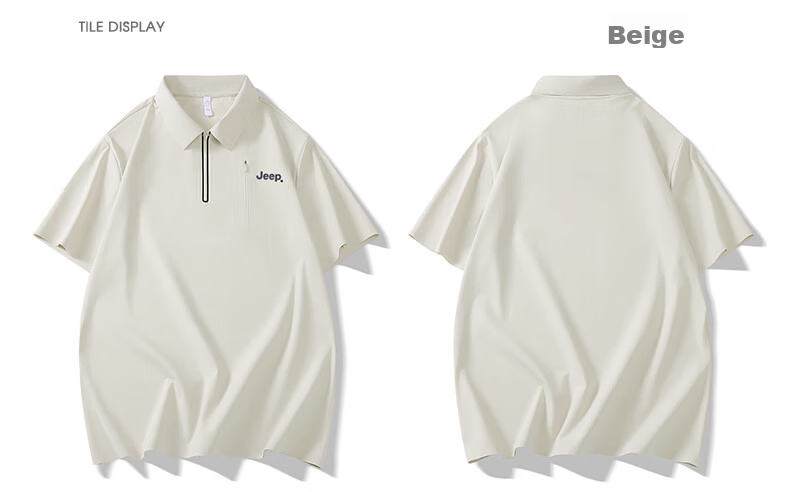 JEEP Polo Shirt for Men, Summer Short-Sleeve Quick-Dry T-Shirt, Sports Casual Father's Day Gift, Beige, 2XL 22