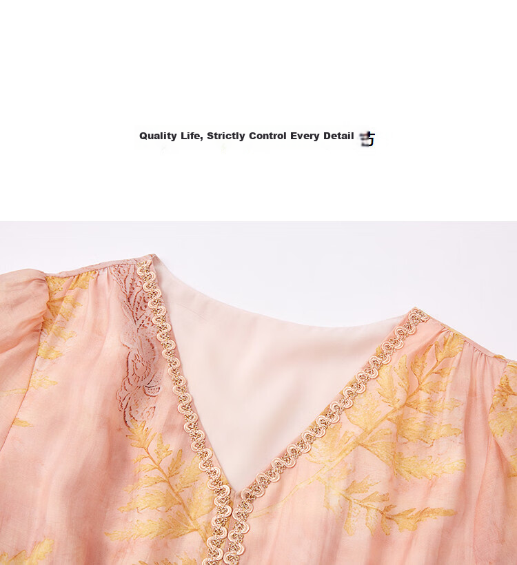 Demana [Elegant Lyocell] Summer French V-Neck Lace Splice Printed Waist-Slimming Dress for Women Premium 12