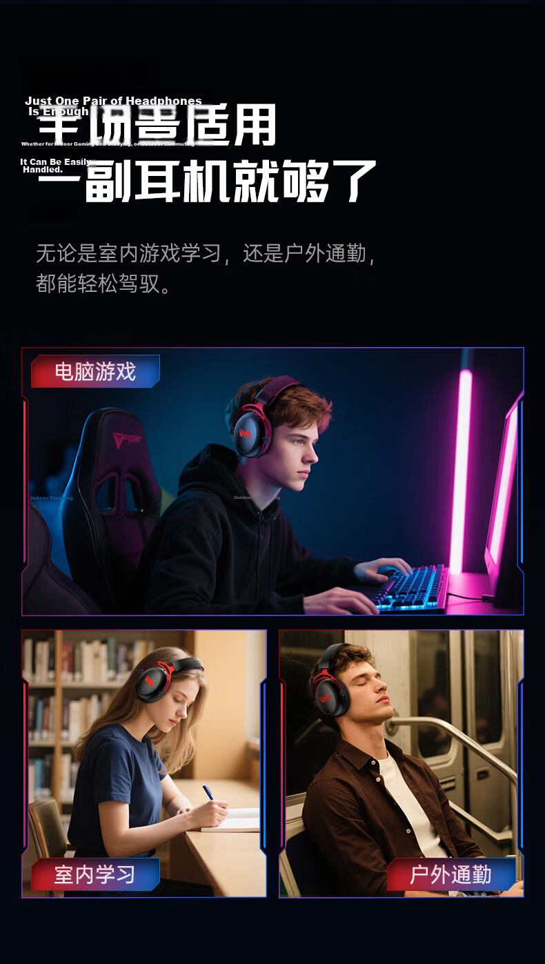 MICROKIA Delta Champion Recommended | Professional Gaming Headset Bluetooth Wireless 2.4G Four-Mode FPS Sound Positioning Headphones for Laptop Desktop 41