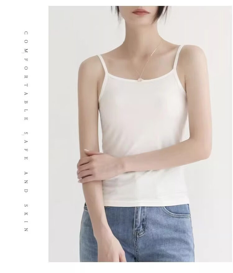 Modal Women's Slim Fit Sleeveless Camisole Tank Top Thin Layering Shirt Spring Summer M 20