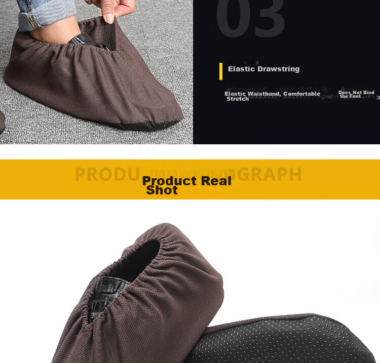 Wenstain W5552 Breathable Mesh Shoe Covers Non-Slip Sole Reusable Showroom Shoe Covers Size 36-43 Universal - Dark Gray (5 Pairs) 4