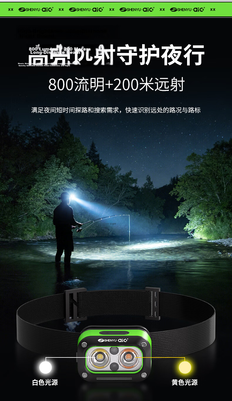 AIC Induction Headlamp Super Bright Rechargeable Head-Worn LED Outdoor Mining Long Battery Life 4