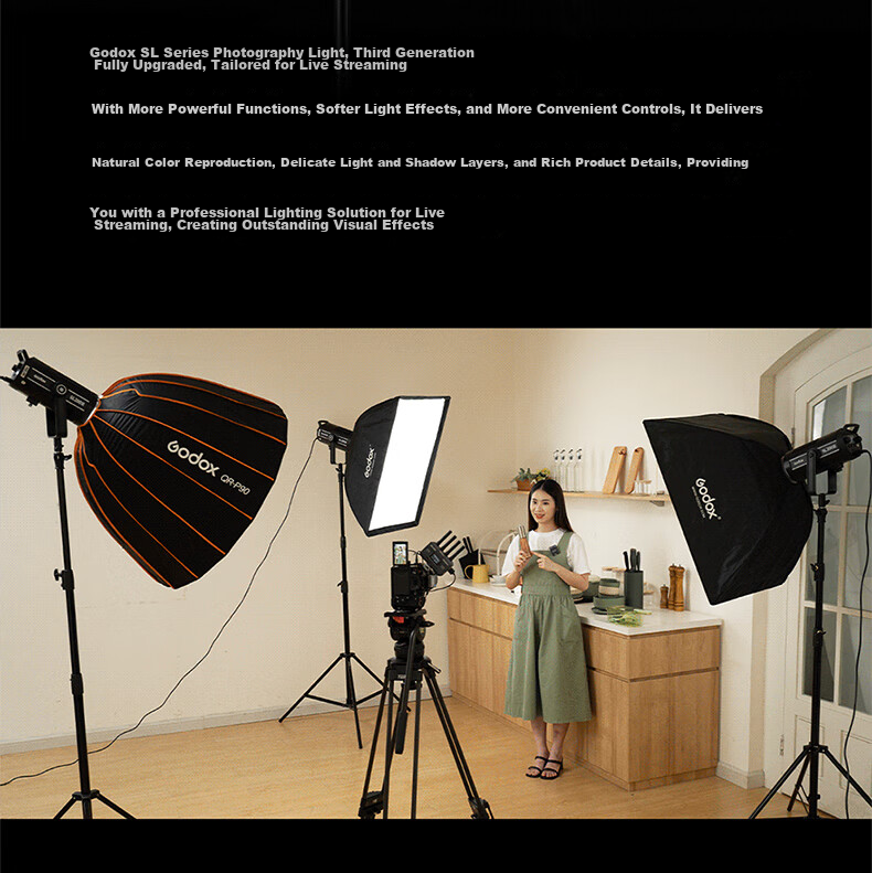 Godox SL200III Bi-Color LED Video Light 3rd Generation Photography Continuous Light Live Streaming Fill Light Portrait Soft Beauty Light Film Light 2