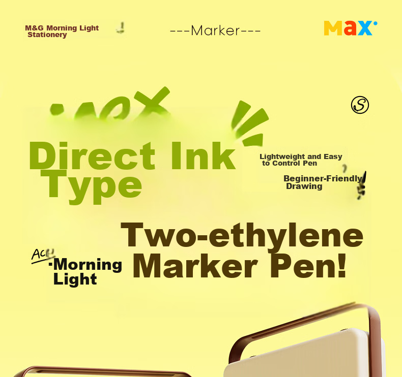 M&G 36-Color Acrylic Marker Pens MAX Foldable Direct Ink Children's Student Drawing Graffiti Hand-Painted Birthday Gift 1