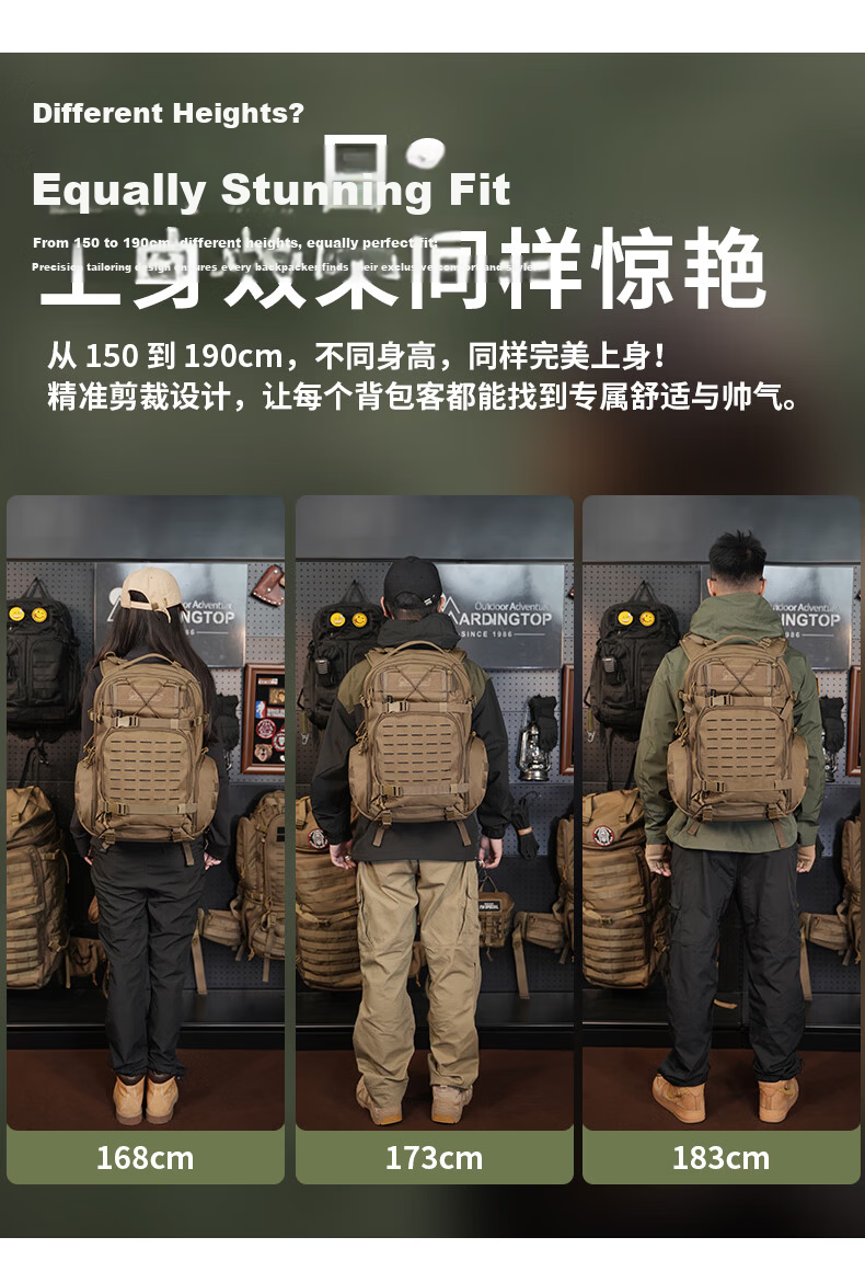 MARDINGTOP Men's Large Capacity Backpack Outdoor Tactical Travel Camping Bag [Black Cyclone] Black - 35L 5