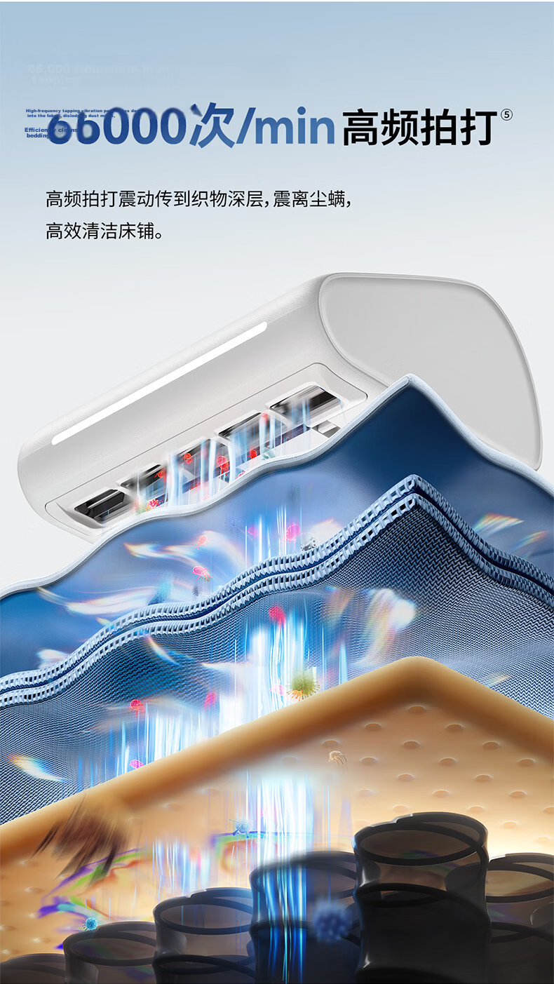 Panasonic New Release Disposable Dust Bag Wireless Handheld Mite Removal Vacuum Cleaner for Cat Hair on Bed UV Sterilization Heat Drying Dehumidification ProMax-M500W 13