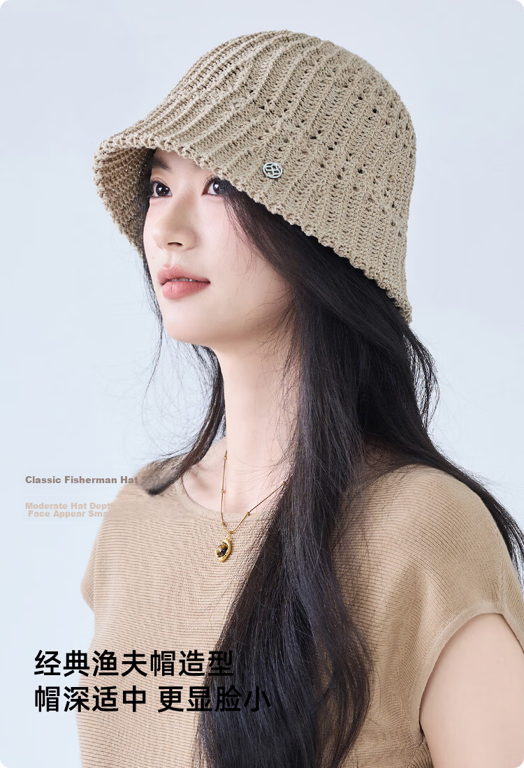 JIUMU Women's Sun Protection Hat Summer Outdoor Face Covering Cotton Bucket Hat Beach Vacation Cap 3
