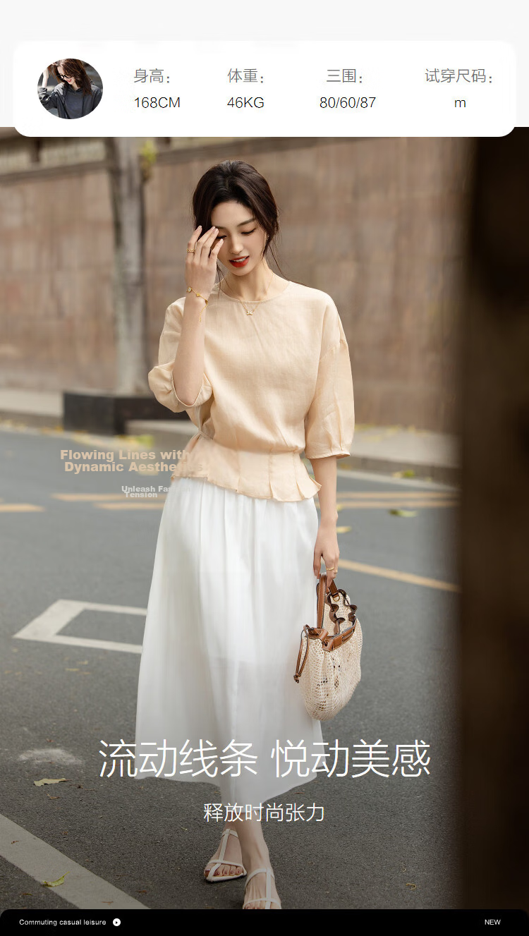 Demana [Ramie Lyocell Blend] Summer Elegant Round Neck Tie Loose Slimming Concealing Shirt for Women High-End Feel 9