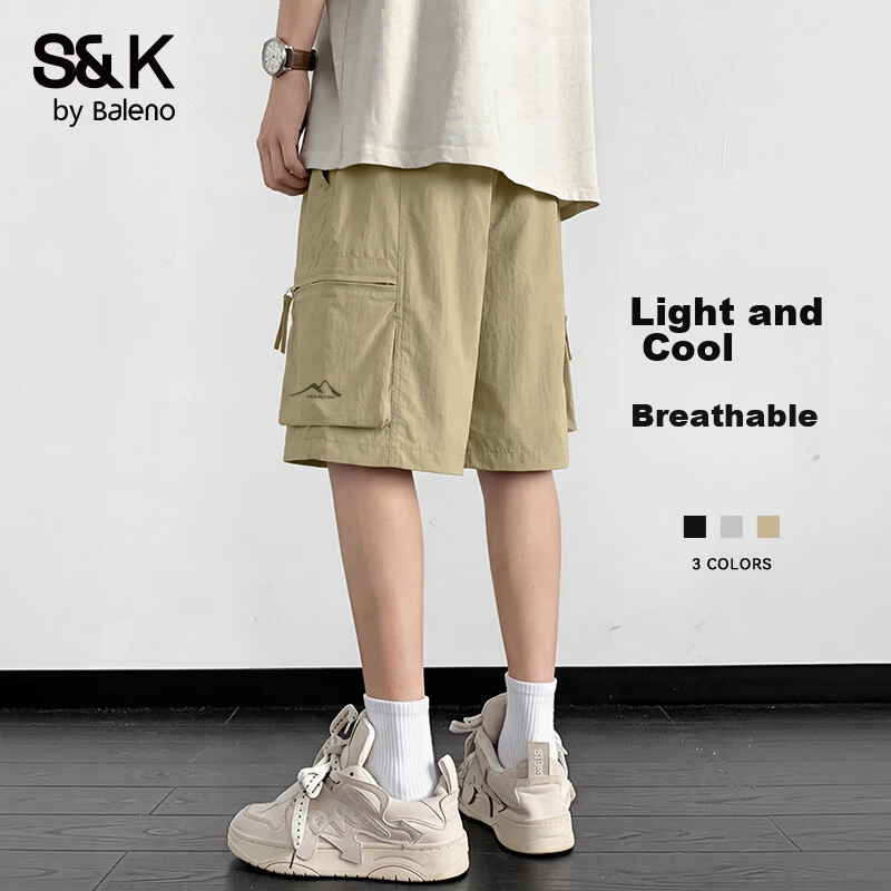 Baleno Men's American Style Workwear Shorts Summer New Loose Casual Japanese Trendy Five-Point Thin Breathable Pants