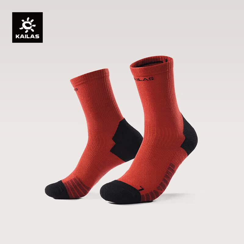 KAILAS Women's Heavy-Duty Mid-Top Hiking Socks KH2602201 Deep Danxia Orange M