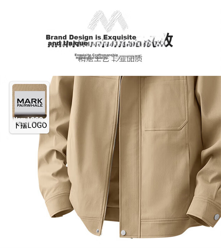MARK FAIRWHALE Men's Jacket Spring Autumn American Workwear Casual Coat Trendy Men's Clothing Beige L 7