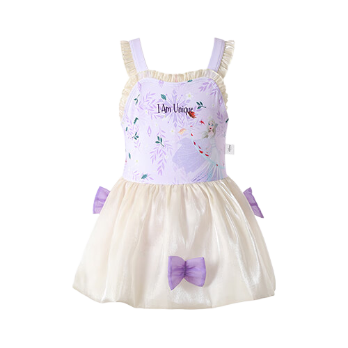 Dishini Girls' One-Piece Swimsuit for Children 6-12 Years Old, Swimming Costume D35042 Lavender Purple 120