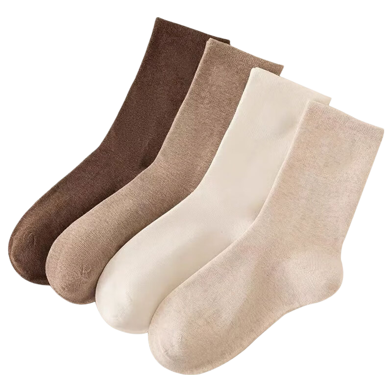 Mianmanman Women's Mid-Calf Socks, 100% Pure Cotton, Antibacterial And Odor-Resistant, Women's Socks, All-Cotton Slouch Socks, Solid Color Long Socks for Autumn And Winter