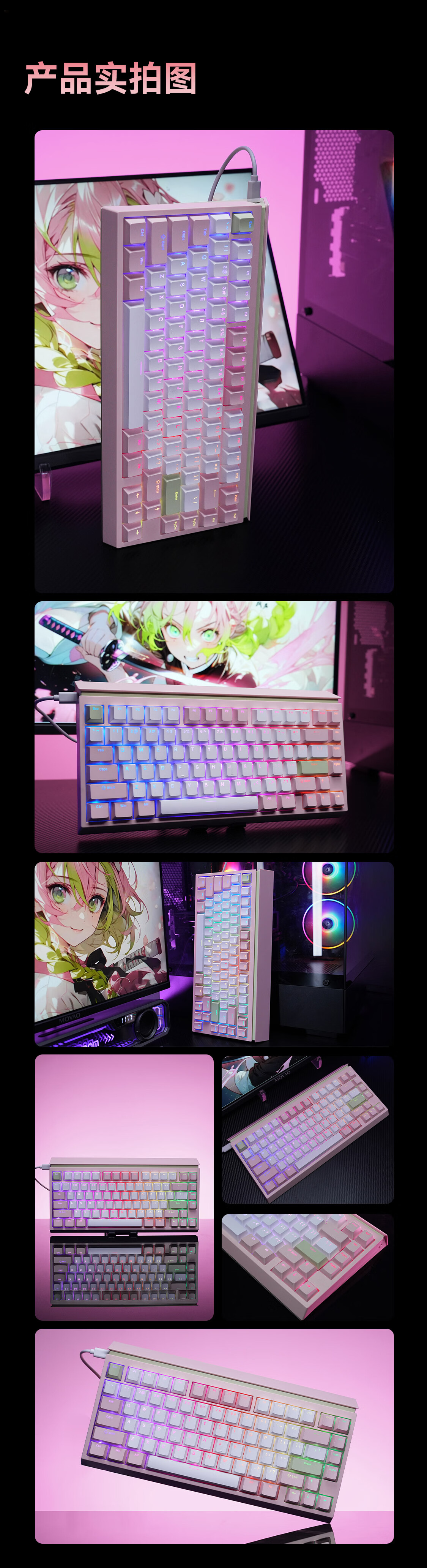 AUSDOM U75 Custom Mechanical Keyboard Wired/Wireless/Bluetooth Tri-Mode Hot-Swappable 75-Key Gasket Structure RGB Gray HIFI Golden Taurus Switches for Gaming and Office 17