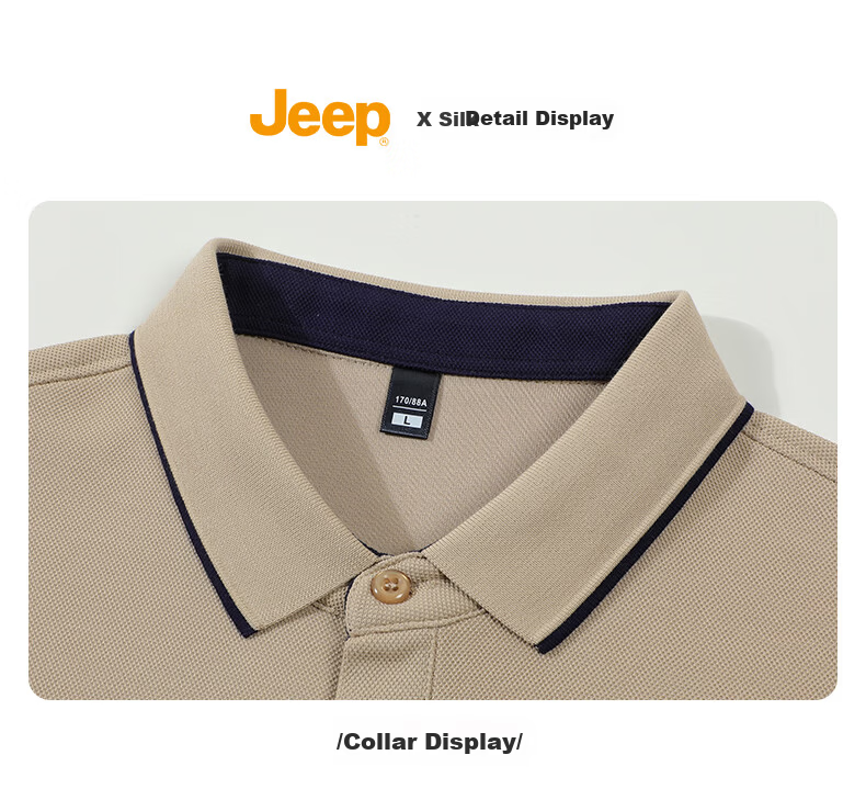 JEEP Polo Shirt for Men, Summer Breathable Short-Sleeve, Turn-Down Collar Quick-Dry T-Shirt, Business Father's Day Gift, Black, 3XL 28