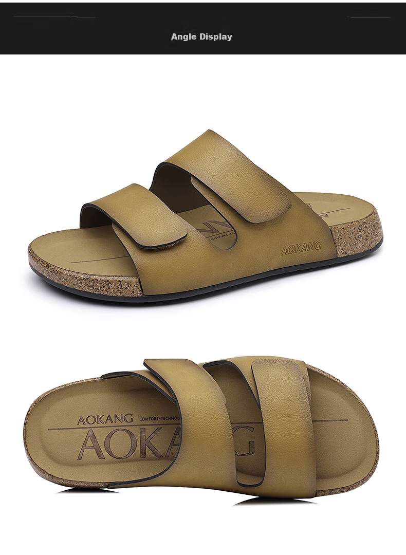 Aokang Summer Men's Casual Beach Sandals Khaki Size 44 30