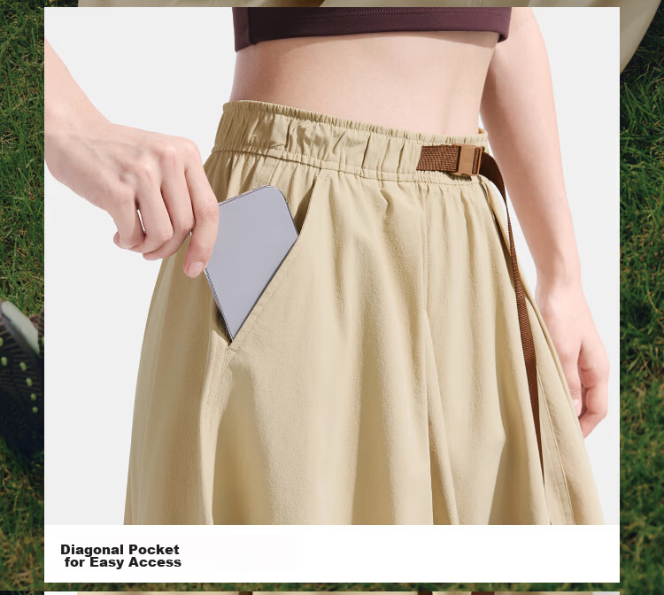 Beneunder Women's Mid-Length Pleated Skirt Water-Repellent Sun-Protective Outdoor Skirt Spring Summer WR005 32