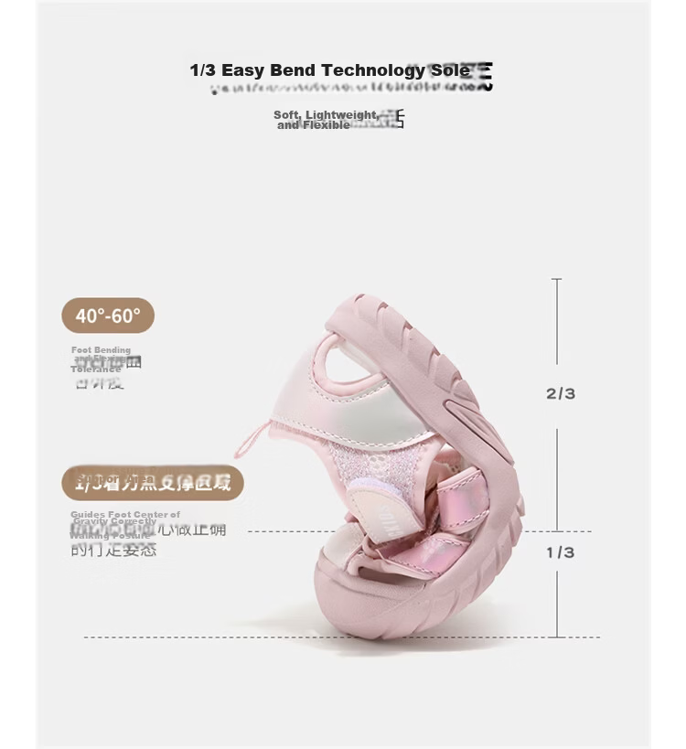 ABC KIDS Girls Summer Sandals Toddler Kids Closed-Toe Non-Slip Beach Shoes 3206 Purple Size 26 4