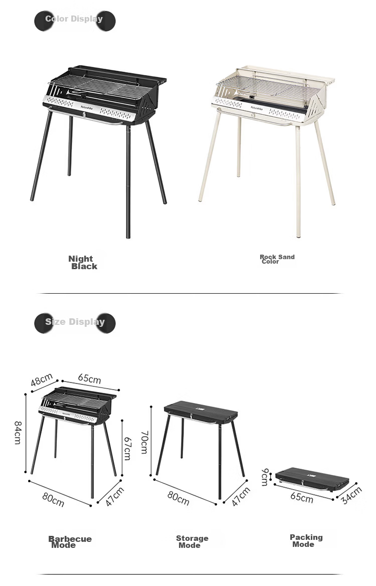 Naturehike Portable Foldable Vertical Charcoal BBQ Grill Outdoor Camping Barbecue Rack for 5-10 People 22