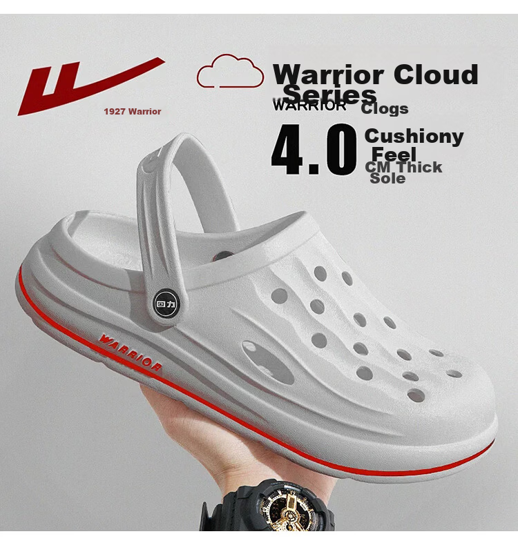 Warrior Men's Soft Thick-Soled Sports Sandals Outdoor Wear-Resistant Beach Shoes SDJ-0227 Light Gray Size 39 12