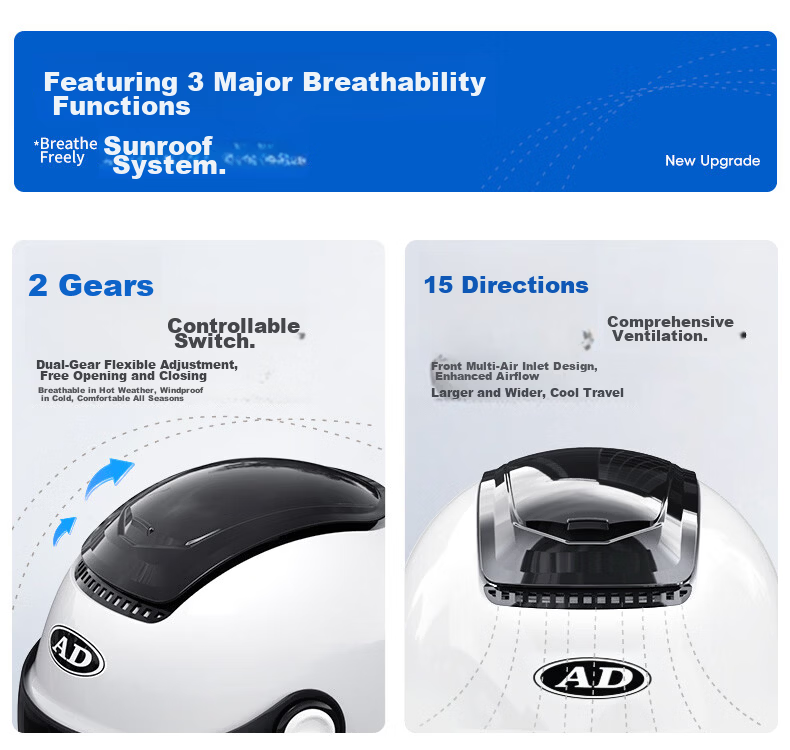 AD New National Standard Class A 3C Certified Electric Vehicle Helmet Unisex Summer Sun Protection Dual Lens Zero-Feeling Sunroof Electric Bike Safety Helmet Men's Four-Season Universal Motorcycle Hal 3
