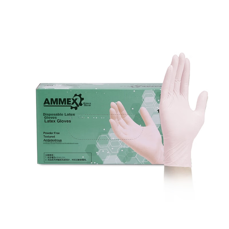 AMMEX Disposable Latex Gloves Powder-Free Large 100pcs/Box TLFC46100