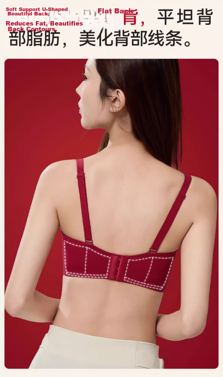 Xueqiman Red Lingerie Set for Zodiac Year Women Push-Up Sexy Seamless Bra Gift Box Wedding Lucky Red 9