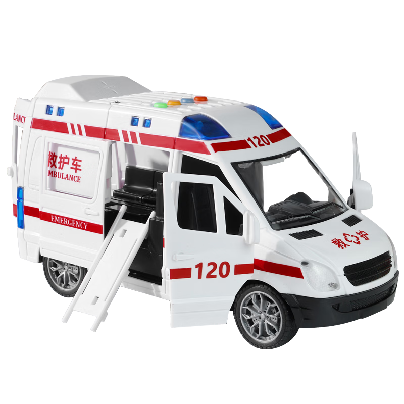 Aibilu Children's Toy Realistic Model Car with Sound And Light Effects, Opening Doors, Ambulance And Fire Truck, Birthday Gift for Boys