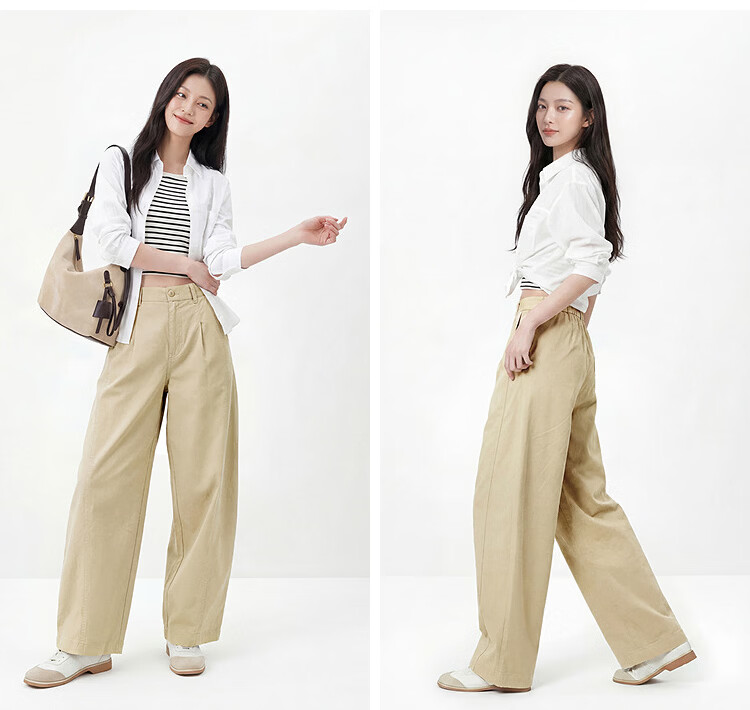 Semir Women's Casual Pants Autumn Loose Curved Long Pants Semi-Elastic Waist Split Leg Lengthening Curved Blade Pants 101525127012B 17