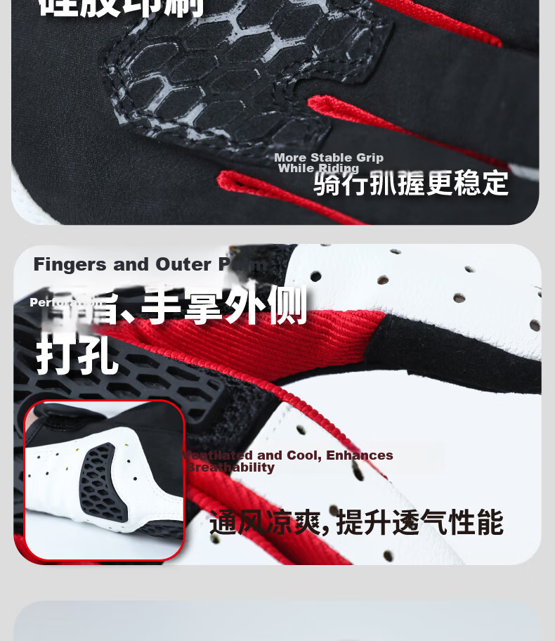 NERVE Nerve Honeycomb Motorcycle Riding Gloves Unisex Summer Protective Ventilated Touchscreen Black/Grey/Orange 2XL 5