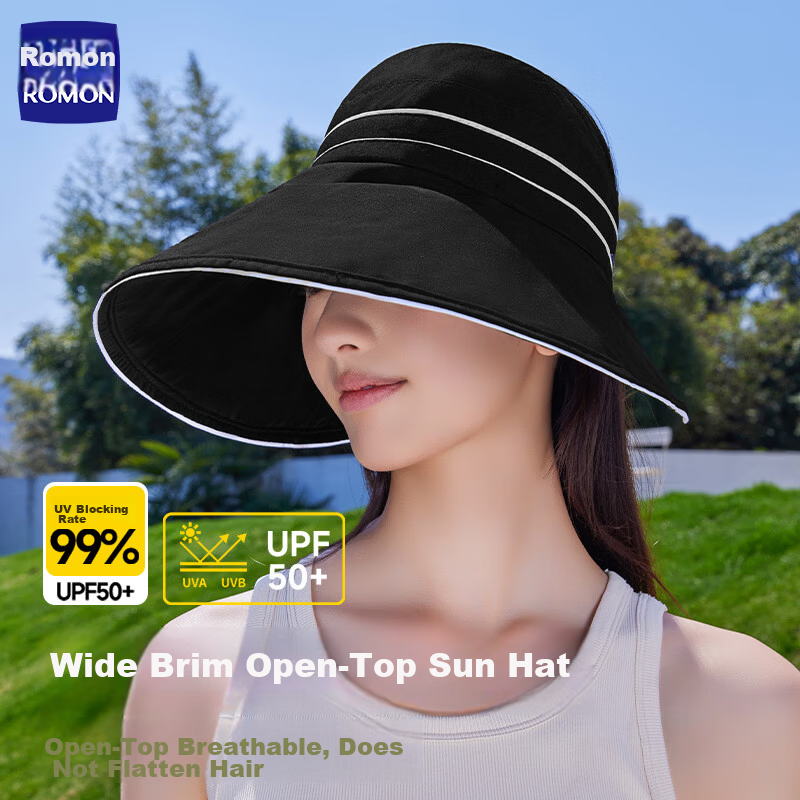 Romon Women's Sun Protection Hat UV Protection Wide Brim Face Covering Sun Hat Open Top Bucket Hat