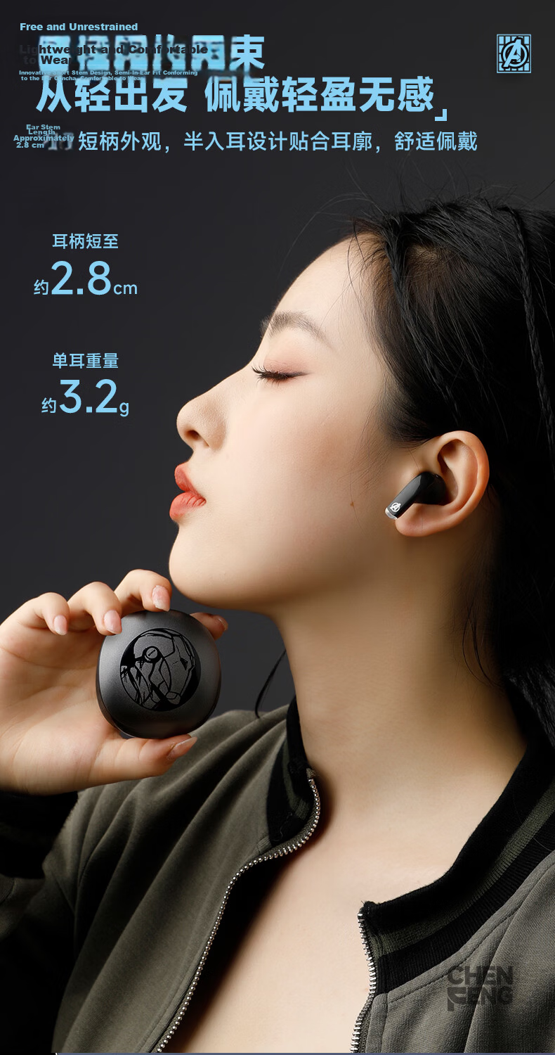 Disney Bluetooth Wireless Semi-In-Ear Music Sports Gaming Earphones Long Battery Life Commuting Back-to-School Gift for Boys Compatible with Apple Huawei ZC16 Captain America 5