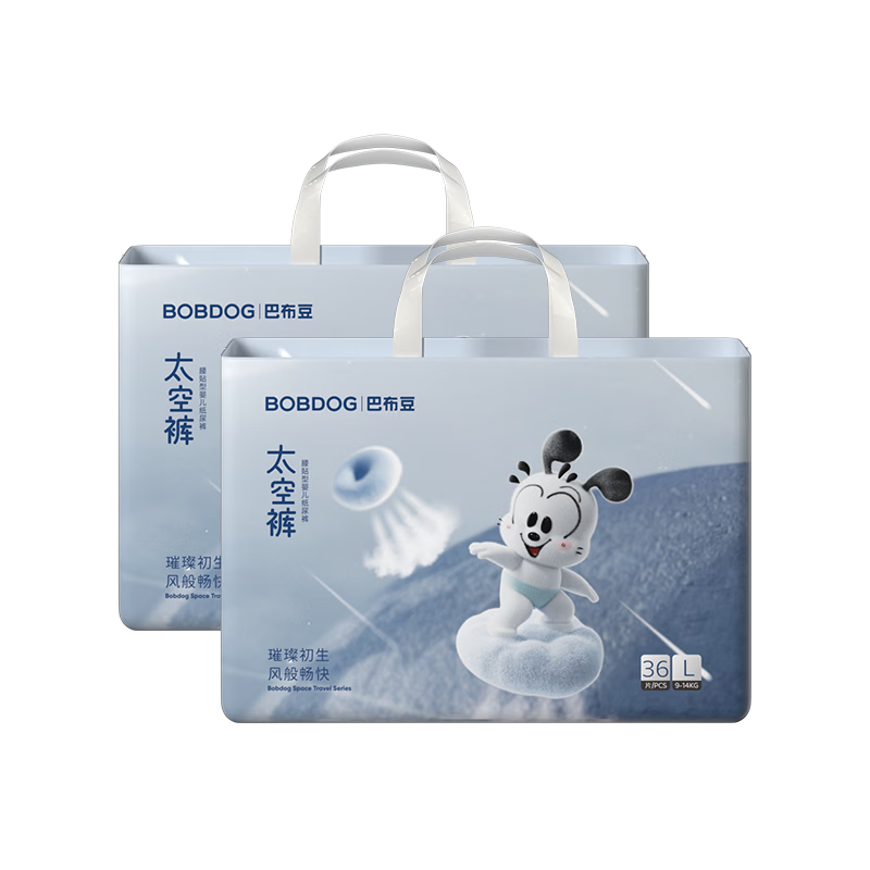 BOBDOG [Recommended by Tang Yixin], Space Pants Breathable Diapers, L Size, 72 Pieces, Baby Diapers, Breathable And Dry