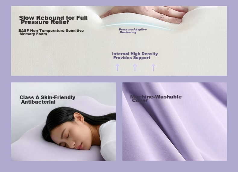 8H Slow Rebound Memory Foam A-Class Adult Pillow Neck Support Deep Sleep Antibacterial Pillowcase HY Pro Gray 4