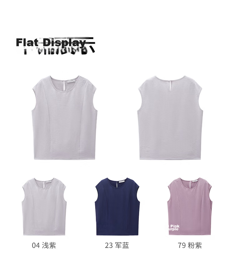 Giordano Women's Sleeveless Shirt Summer New Wrinkled Texture Loose Fit Round Neck Batwing Sleeve Blouse 13346245 17