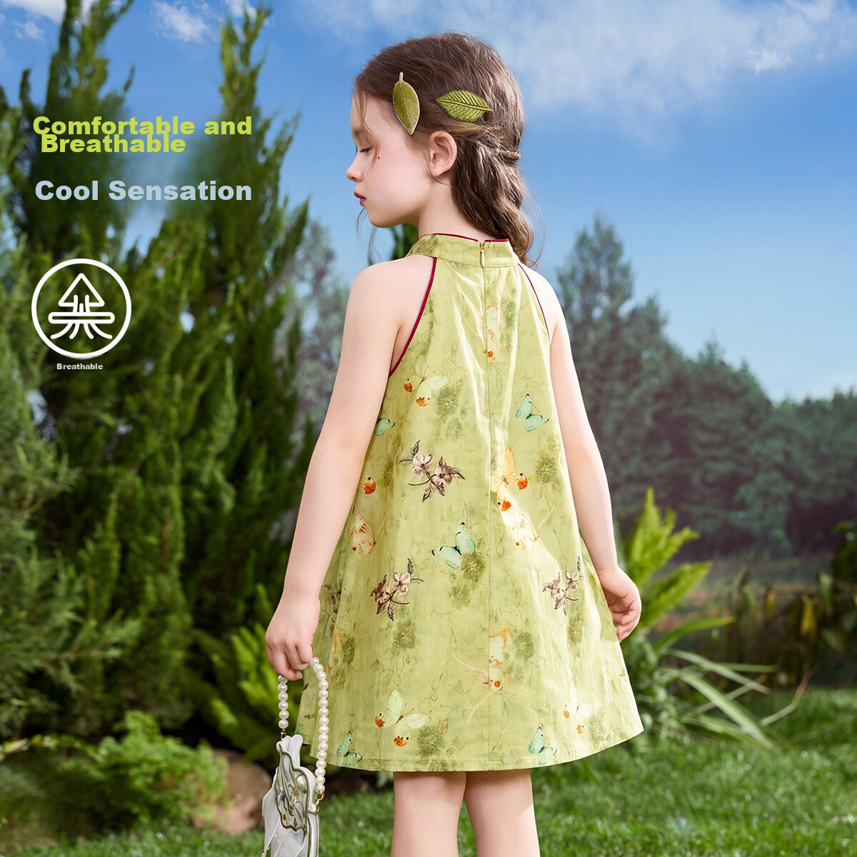 ASK JUNIOR Chinese Style New Mid-Autumn Children's Halter Dress Summer Toddler Qipao Dress 4