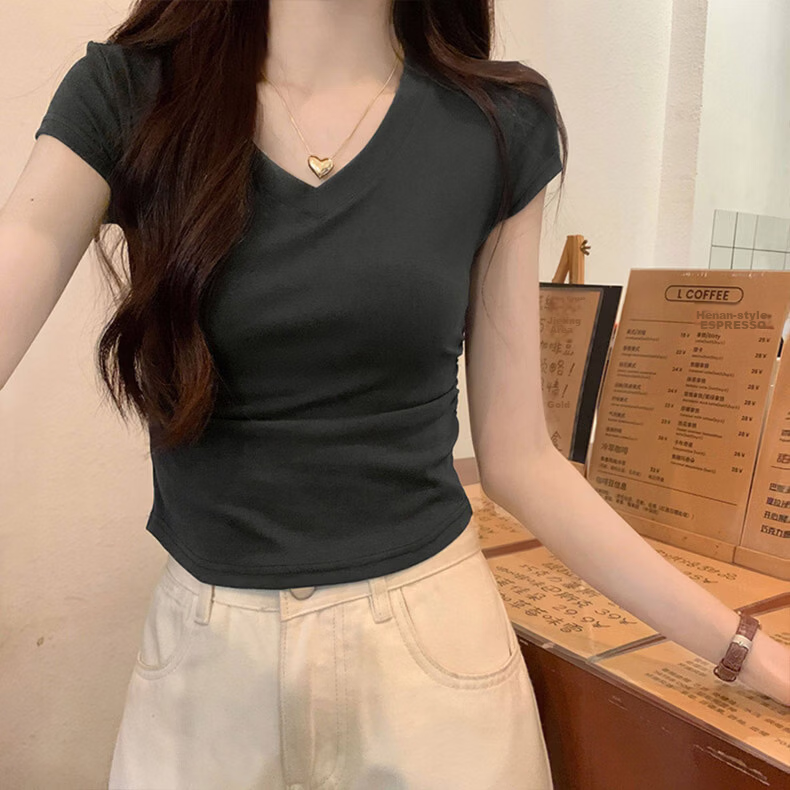 Caramella Plus Size Slim Fit Waist Tummy Control Shoulder Short Sleeve Summer T-Shirt for Women 3
