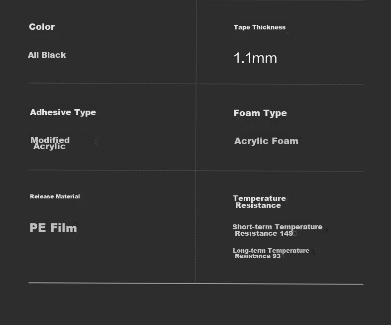 3M Double-Sided Tape 5952 Strong Adhesive High Temperature Resistant Black 1.1mm Thick 10mm x 3m Roll Factory Customization 13