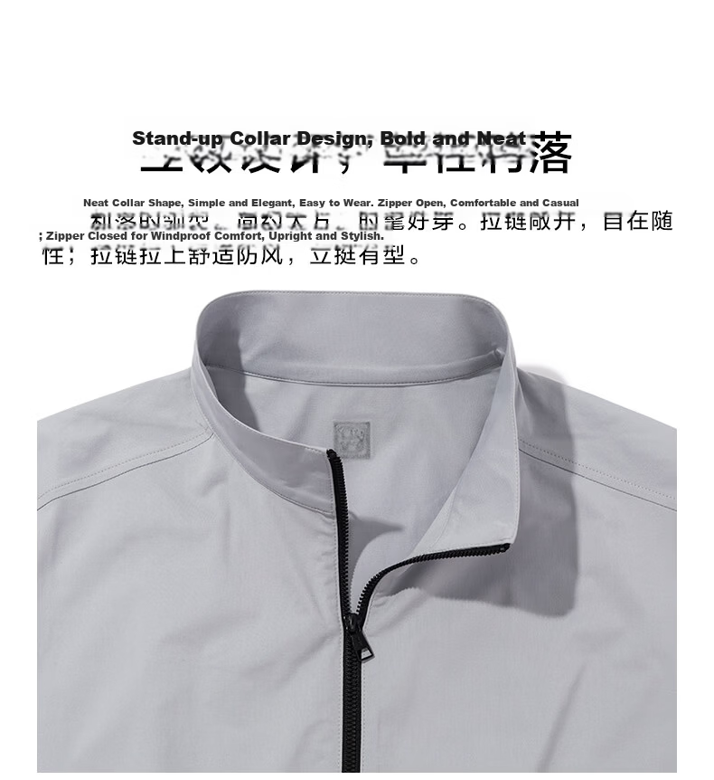 Mr.Bu Oversized Stand Collar Functional Sports Men's Summer Double Zipper T-Shirt 4