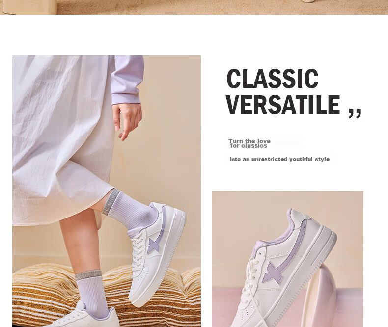 Xtep Couple Men's and Women's Casual Sneakers White Air Force One Spring Summer Breathable Durable Versatile Sports Shoes 30