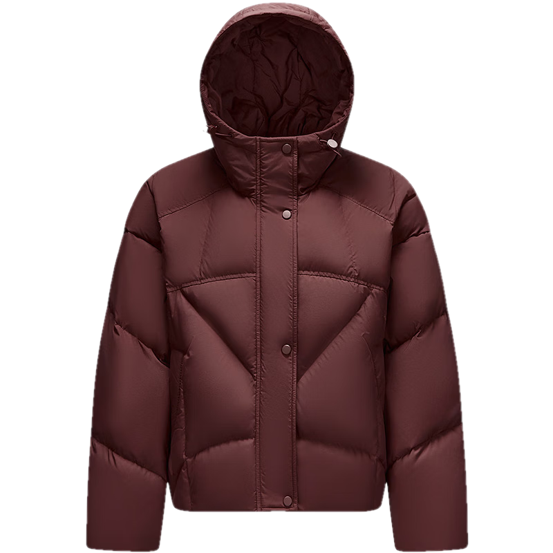Semir 90% Down Jacket for Women, Winter Short Style Loose-Fitting Hooded Slimming Thick Coat, Red, 101125113005