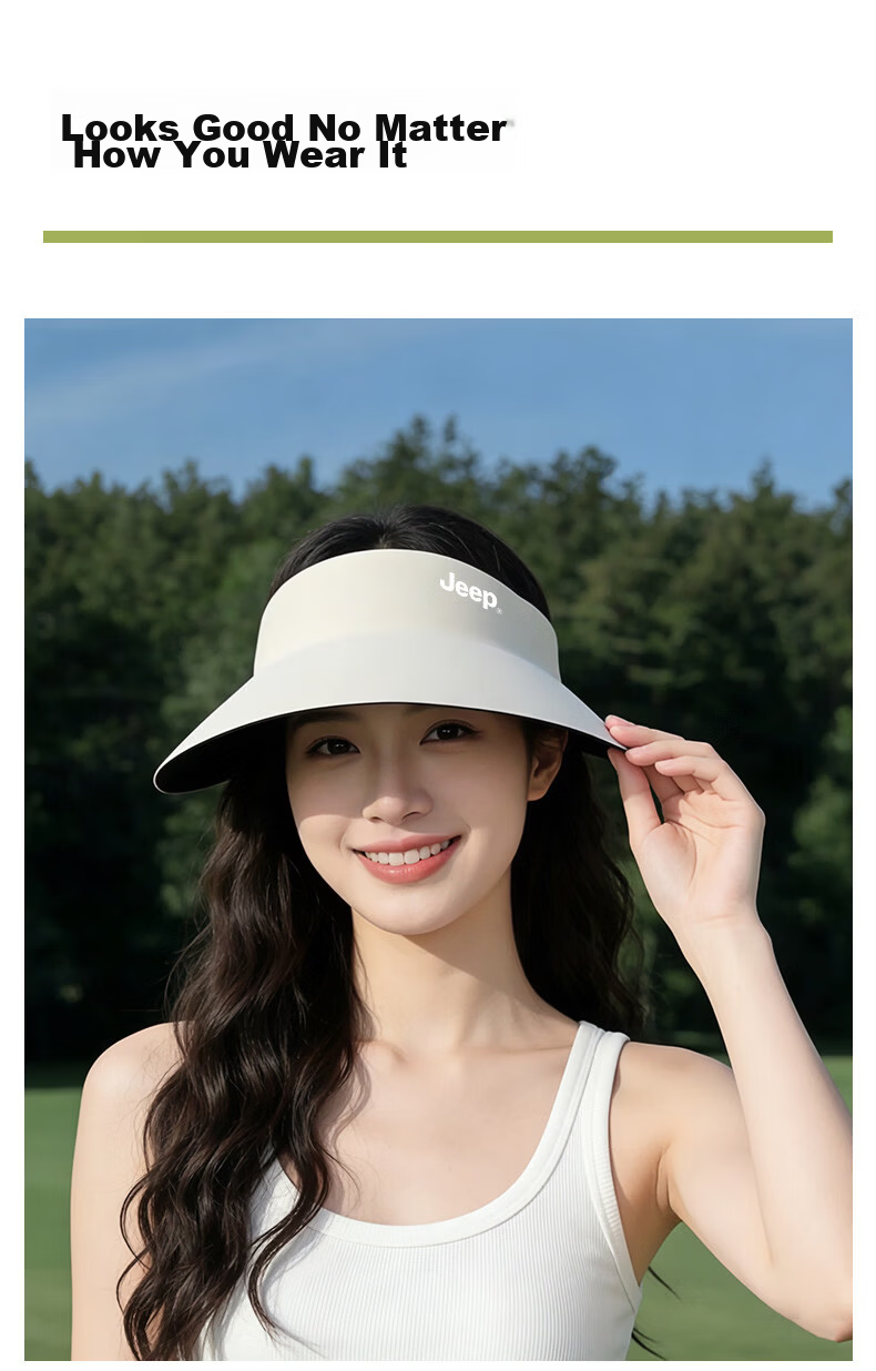 JEEP Women's Summer Outdoor UV Protection Sun Hat, Seamless Integrated Sunshade Cap 13