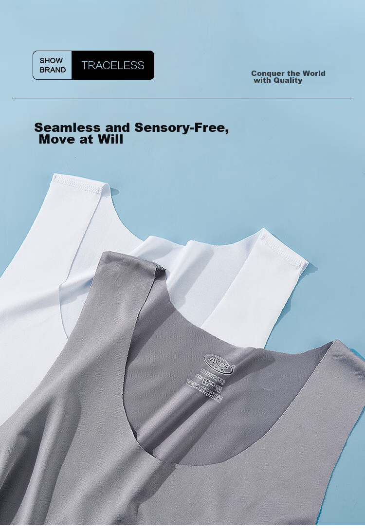 Langsha Men's Ice Silk Seamless Summer Thin Casual Sports Tank Top Racerback Undershirt 3-Pack 3