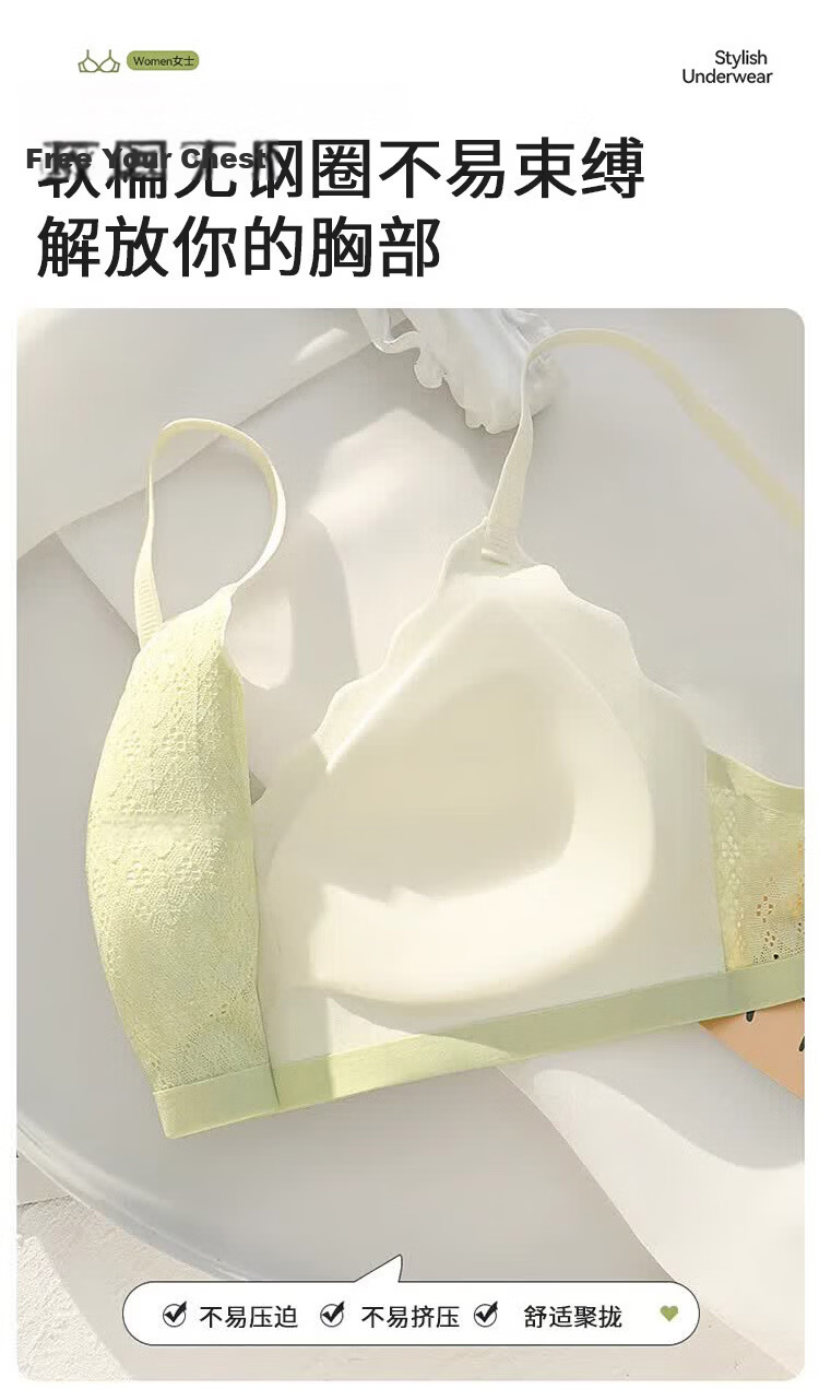 Xueqiman Women's Spring Summer Thin Seamless Nude Sensation Small Bust Push-Up Wireless Anti-Sagging Side Support Beautiful Back Bra 9