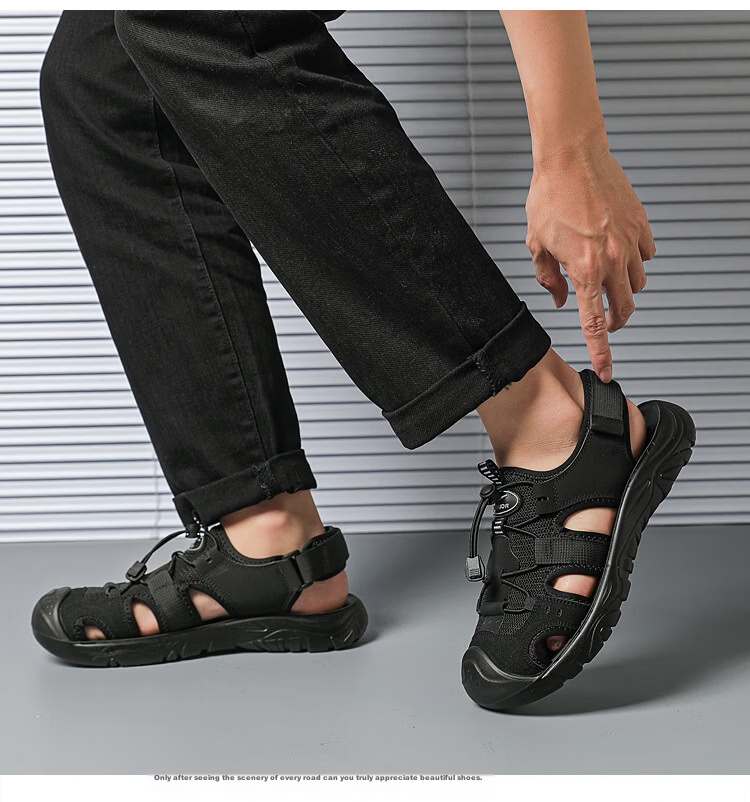 Warrior Men's Summer Outdoor Beach Sandals Versatile Breathable Slippers WSL(WZ)-1655 Black Size 40 9